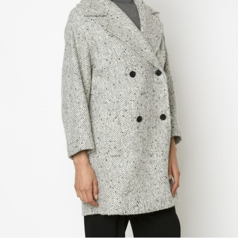 Vince Wool-alpaca Blend Herringbone Print Coat
